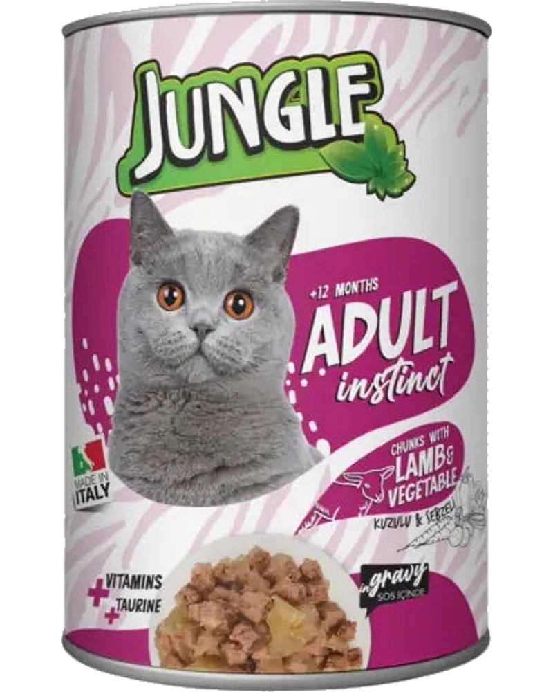 Jungle Kuzu Etli Sebzeli Yetişkin Kedi Konservesi 415 gr