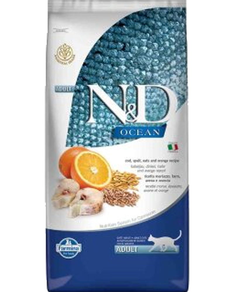 N&D Ocean Düşük Tahıllı Morina Balıklı Yetişkin Kedi Maması 10 kg