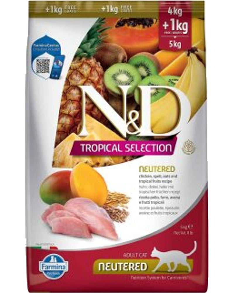 N&D Düşük Tahıllı Tavuklu Kısırlaştırılmış Kedi Maması 4+1 kg