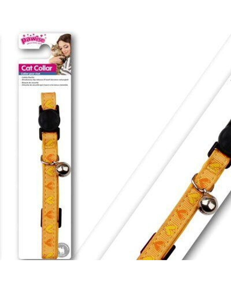 Pawise Kalp Desenli Çıngıraklı Kedi Boyun Tasması Sarı 30 cm