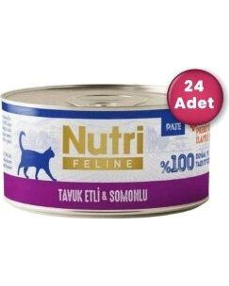 Nutri Feline Tavuk Etli Somonlu Tahılsız Kedi Konservesi 70 gr x 24