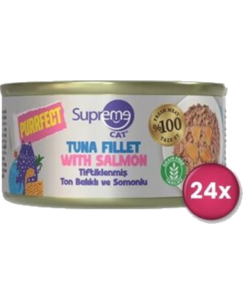 Supreme Cat Tahılsız Tiftik Ton Balıklı ve Somonlu Konserve 70 gr x 24