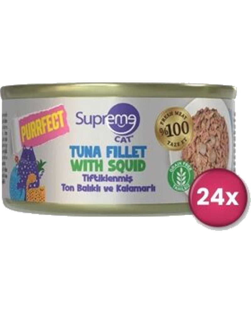 Supreme Cat Tahılsız Ton Balıklı ve Kalamarlı Konserve 70 gr x 24