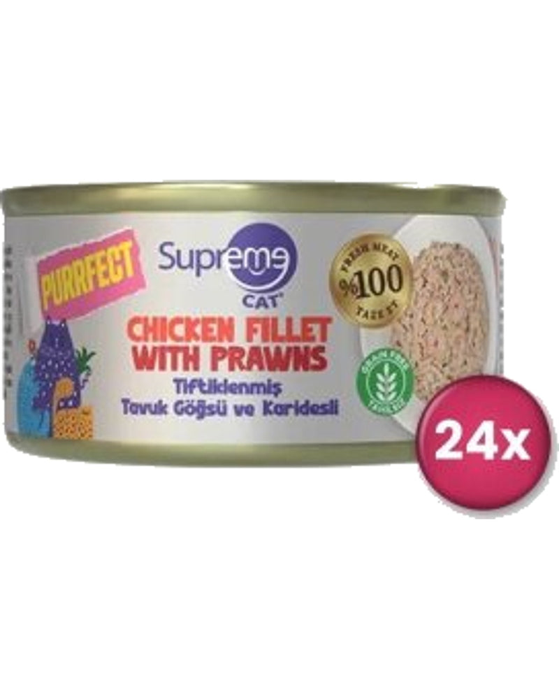 Supreme Cat Tahılsız Tavuk Göğsü ve Karidesli Konserve 70 gr x 24