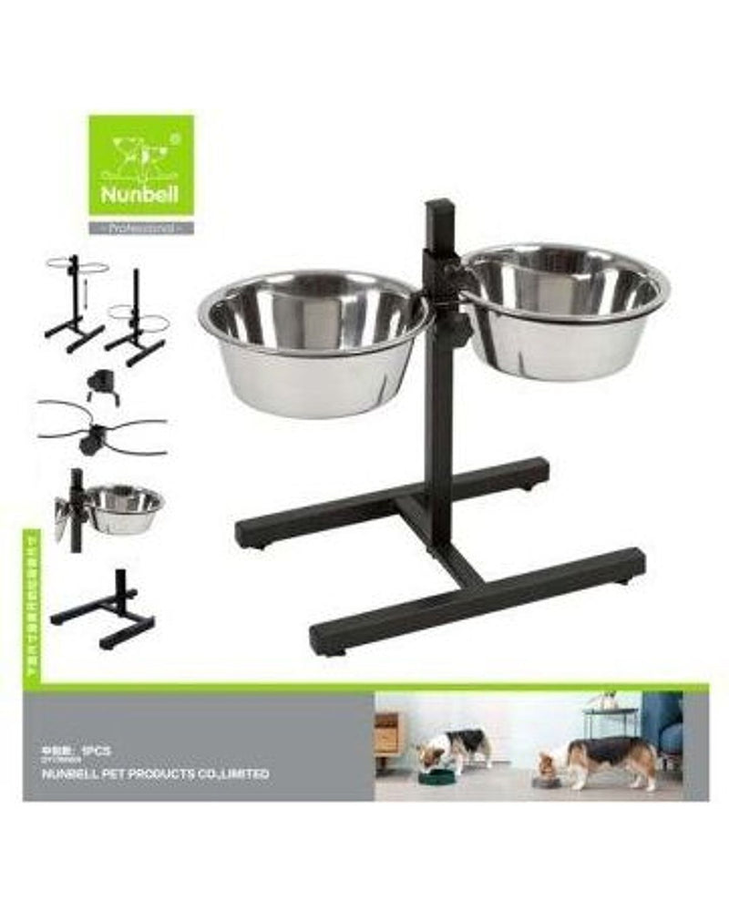 Nunbell Yükseklik Ayarlı İkili Çelik Mama-Su Kabı Standı 20 cm