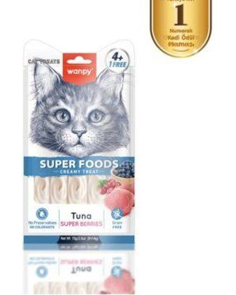 Wanpy Superfood Ton Balıklı ve Yaban Mersinli Krema Ödülü 14 gr x 5