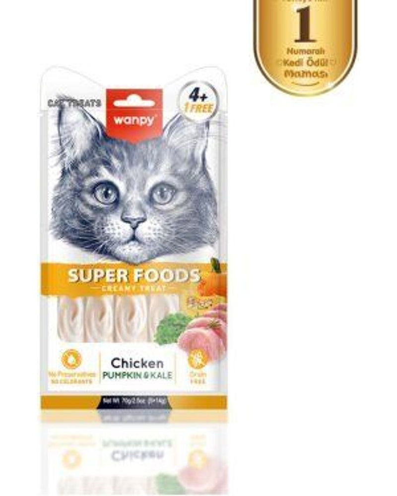 Wanpy Superfood Balkabağı ve Kara Lahanalı Kedi Krema Ödülü 14 gr x 5