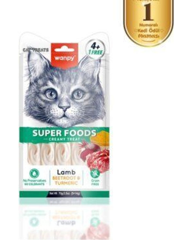 Wanpy Superfood Kuzulu ve Pancarlı Kedi Krema Ödülü 14 gr x 5