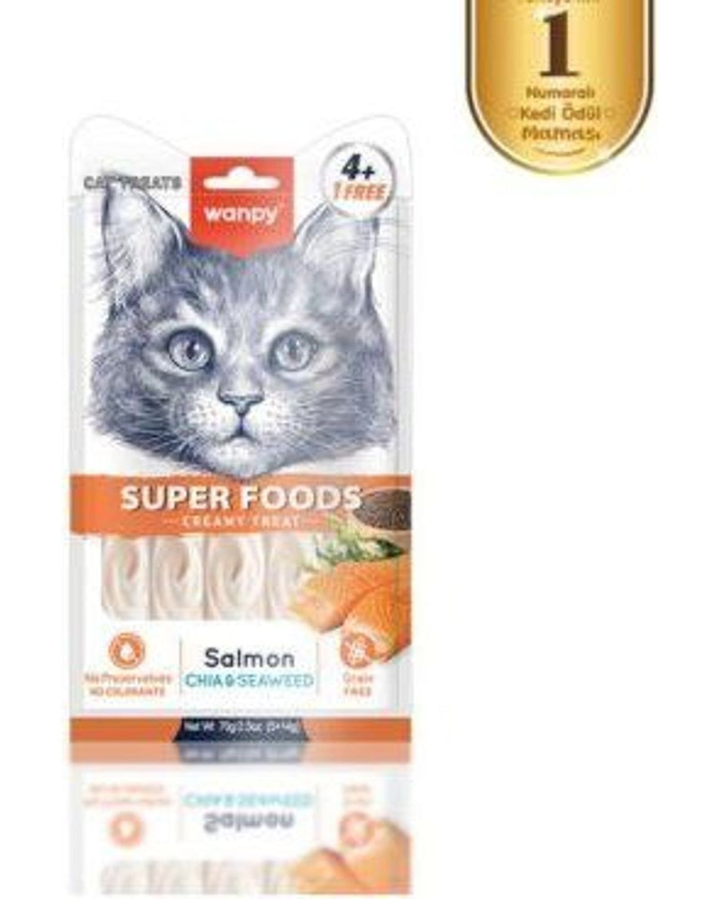 Wanpy Superfood Somonlu ve Chialı Kedi Krema Ödülü 14 gr x 5