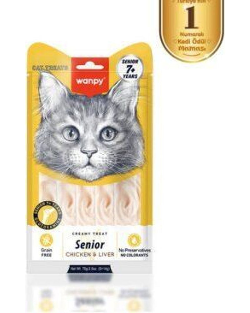 Wanpy Tavuklu ve Ciğerli 7+ Yaş Kedi Krema Ödülü 14 gr x 5