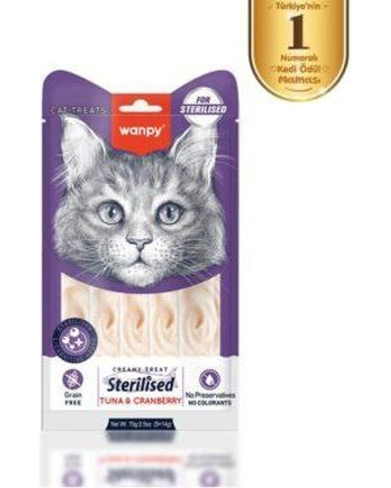 Wanpy Ton Balıklı ve Kızılcıklı Kısır Kedi Krema Ödülü 14 gr x 5