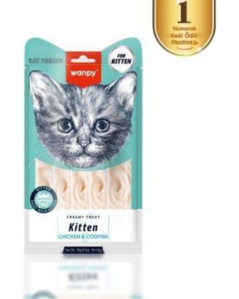 Wanpy Tavuklu ve Morinalı Yavru Kedi Krema Ödülü 14 gr x 5