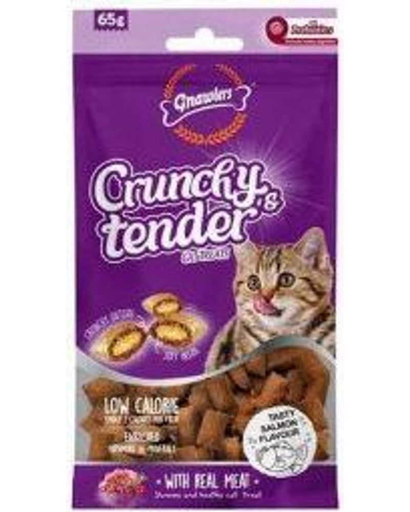 Gnawlers Crunchy Somonlu Prebiyotik Kuru Kedi Ödülü 65 gr