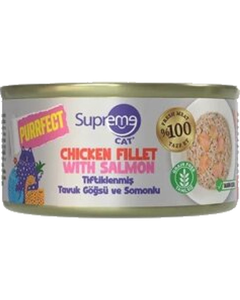 Supreme Cat Tavuk Göğsü ve Somonlu Tahılsız Kedi Konservesi 70 gr