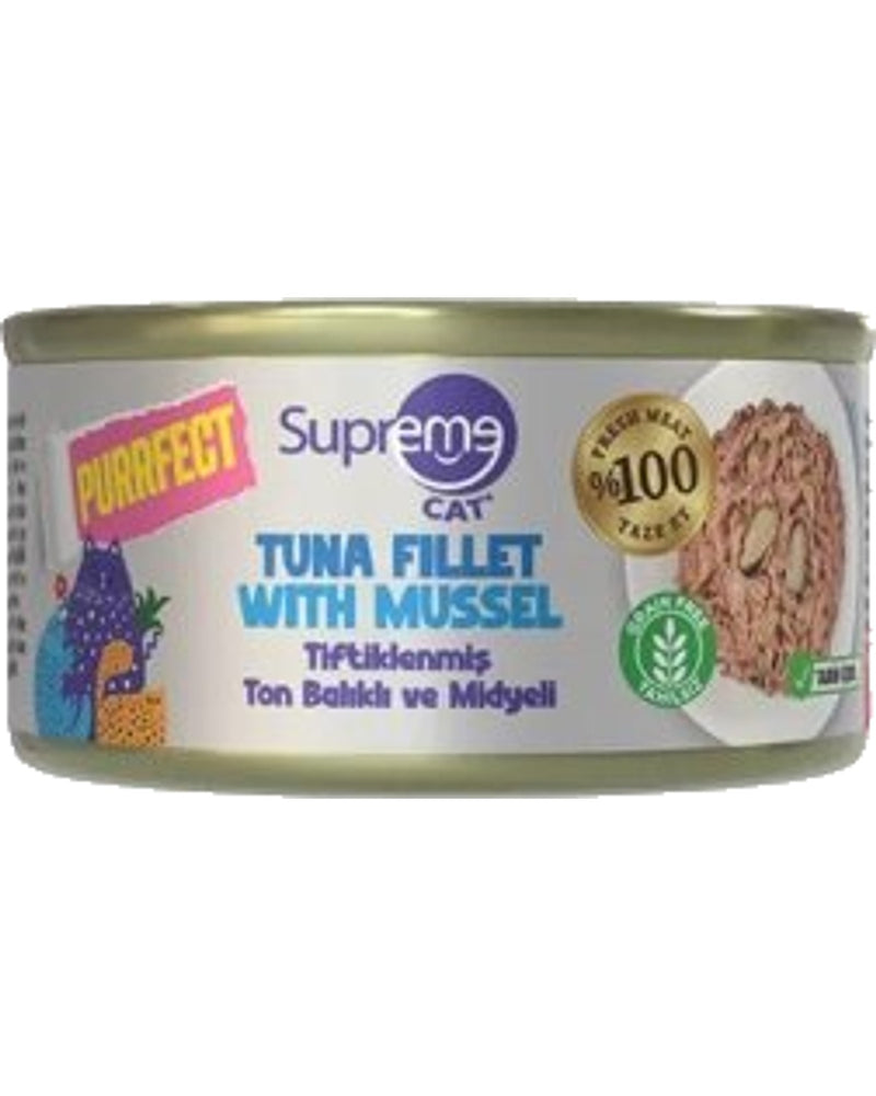 Supreme Cat Ton Balıklı ve Midyeli Tahılsız Kedi Konservesi 70 gr