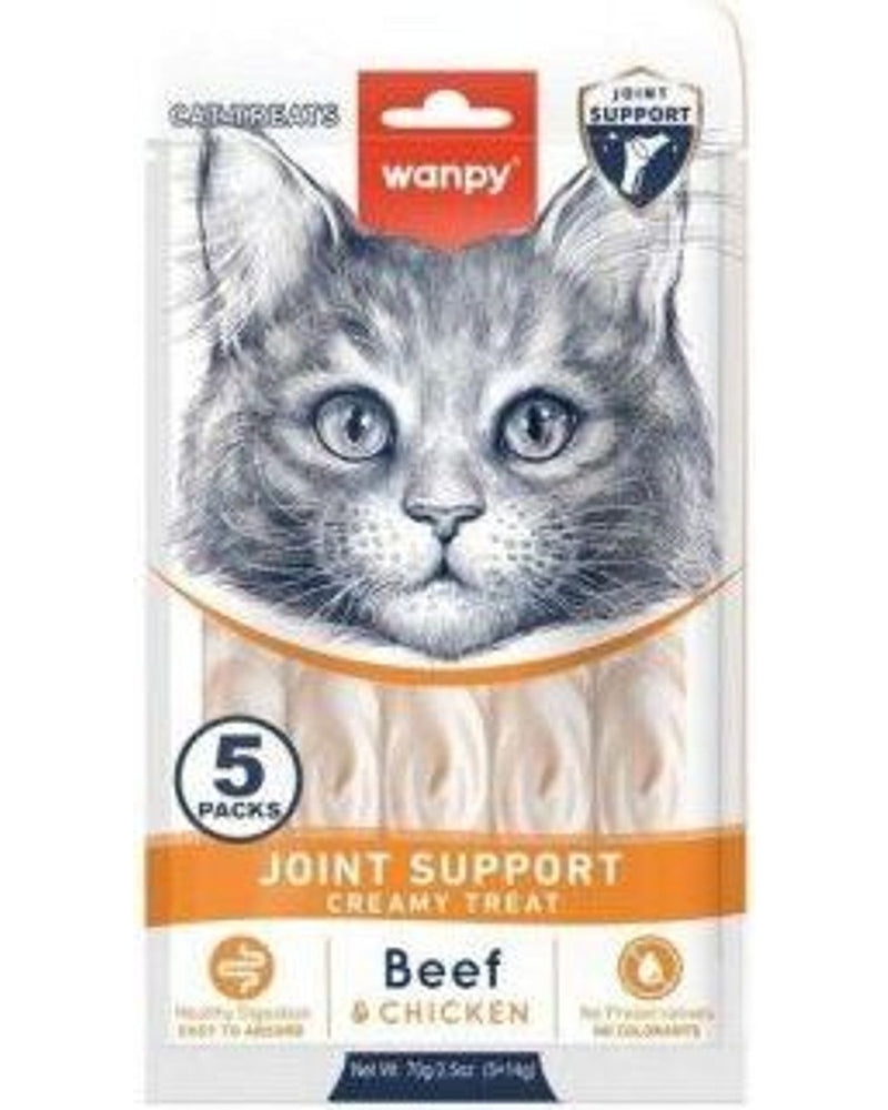Wanpy Eklem Destekli Sığır ve Tavuklu Sıvı Krema Kedi Ödülü 5x14 gr