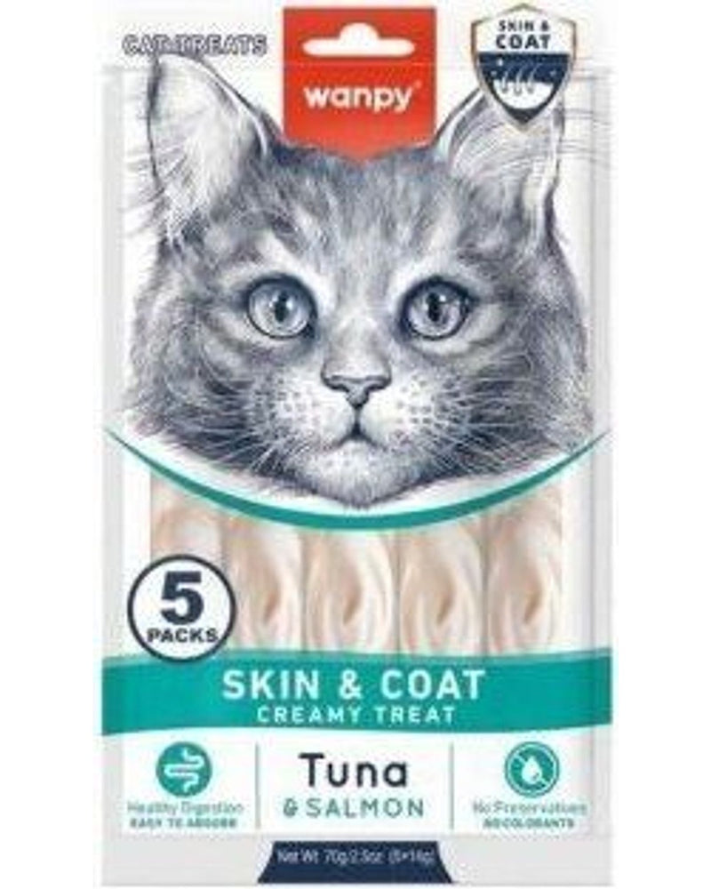 Wanpy Deri-Tüy Destekli Ton Balıklı Sıvı Krema Kedi Ödülü 5x14 gr