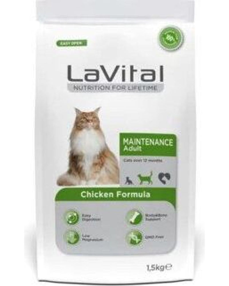 Lavital Tavuklu Yetişkin Kedi Kuru Maması, GDO'suz 1,5 kg