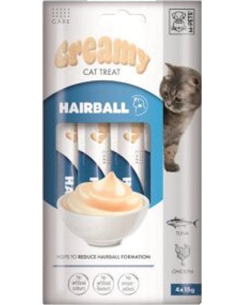 M-Pets Tüy Yumağı Destekli Tavuk ve Ton Krem Ödül 4 x 15 gr