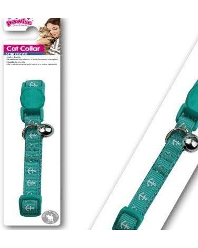 Pawise Çıngıraklı Çapa Desenli Kedi Boyun Tasması, Yeşil 30 cm