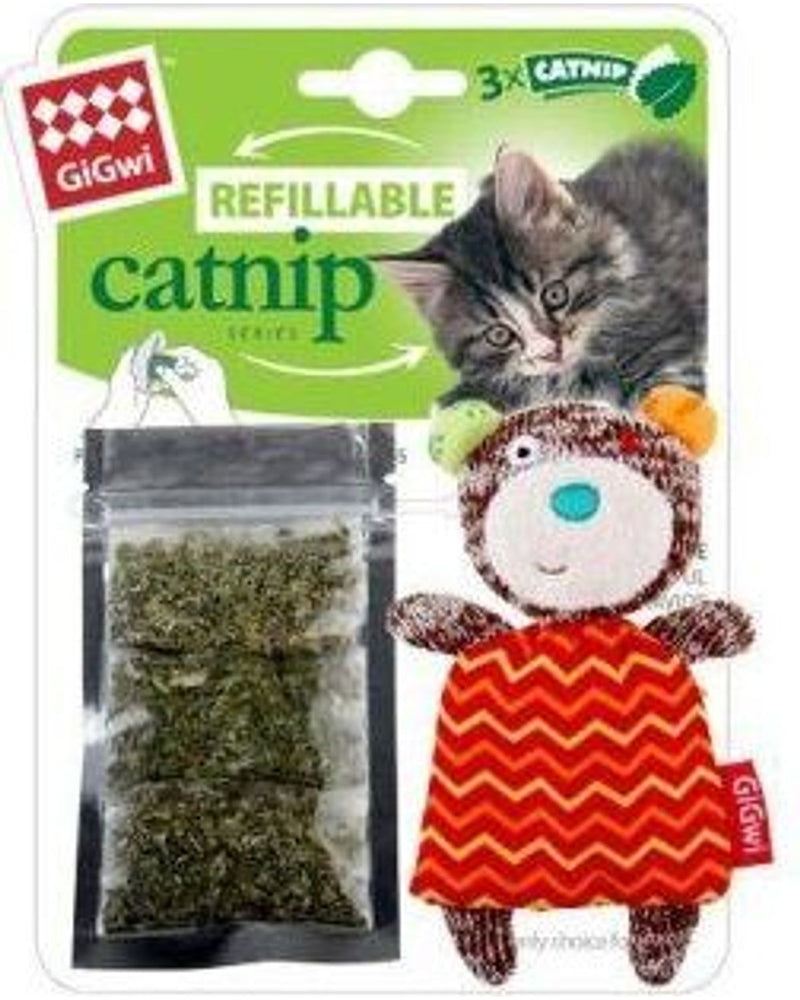 Gigwi Catnip Hazneli Peluş Ayı Kedi Oyuncağı, 3 Catnip Keseli