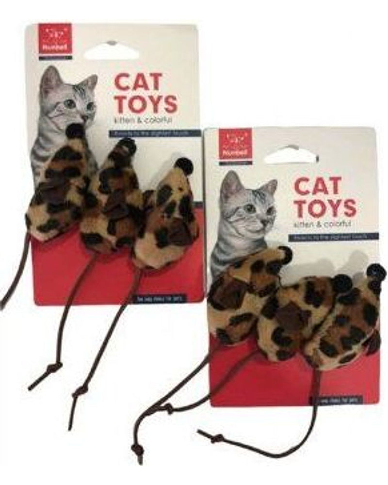 Nunbell Leopar Desenli Tüylü Fare 3'lü Kedi Oyuncağı