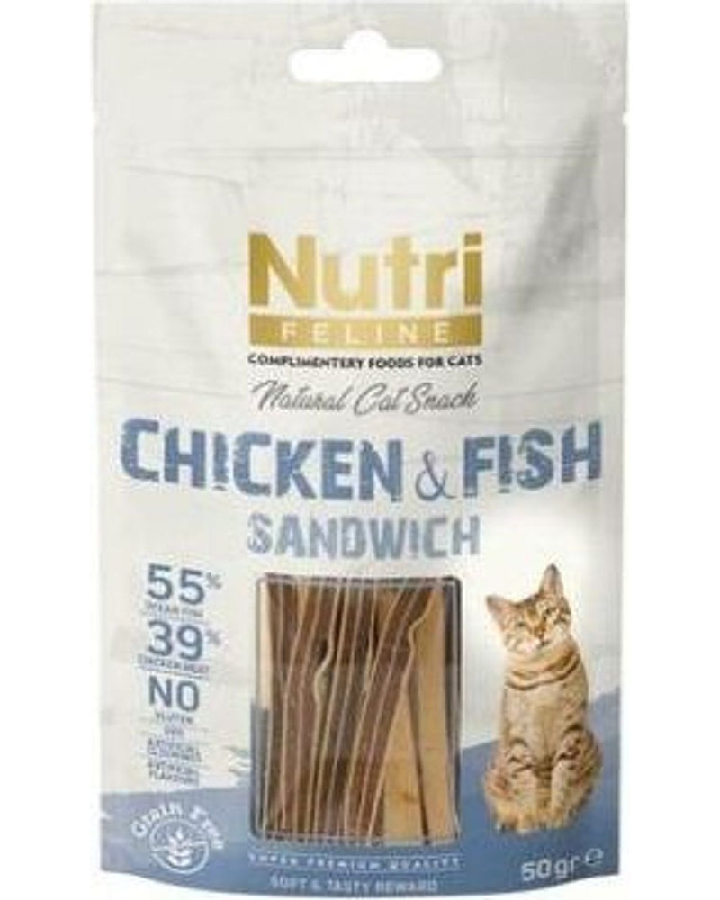 Nutri Feline Tavuk ve Balıklı Tahılsız Sandviç Kedi Ödülü 50 gr
