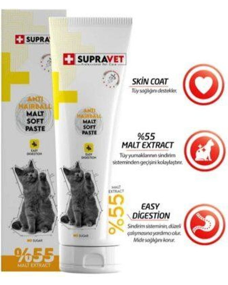 Supravet %55 Malt İçeren Tüy Yumağı Önleyici Kedi Macunu 30 gr