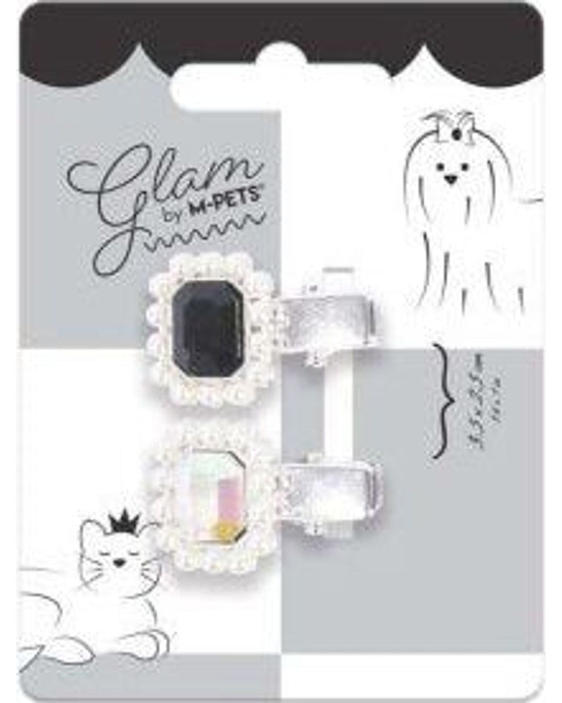 M-Pets Glam Taşlı İncili Kedi Köpek Süs Tokası Siyah Gri