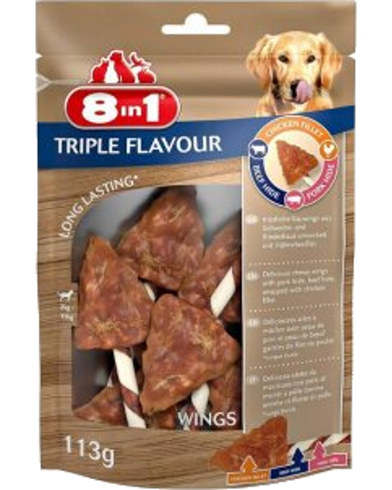 8in1 Üçlü Lezzet Tavuk Sarılı Köpek Çiğneme Kanatları 113 gr