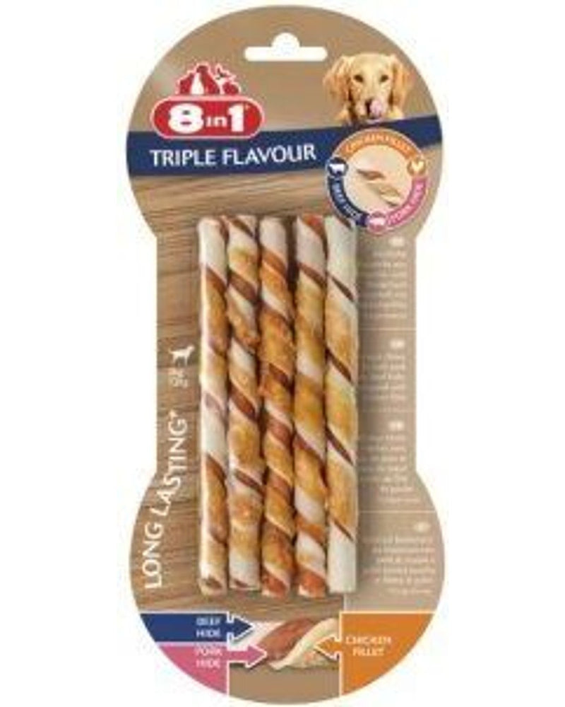 8in1 Üçlü Lezzet Tavuk Sarılı Köpek Çiğneme Çubukları 10 Adet 70 gr