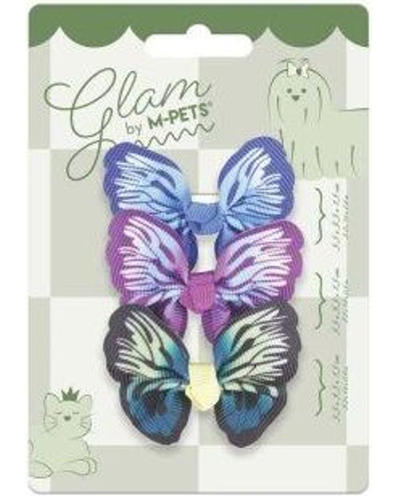 M-Pets Glam Kelebekli Kedi ve Köpek Süs Tokası (Mavi/Mor/Yeşil)