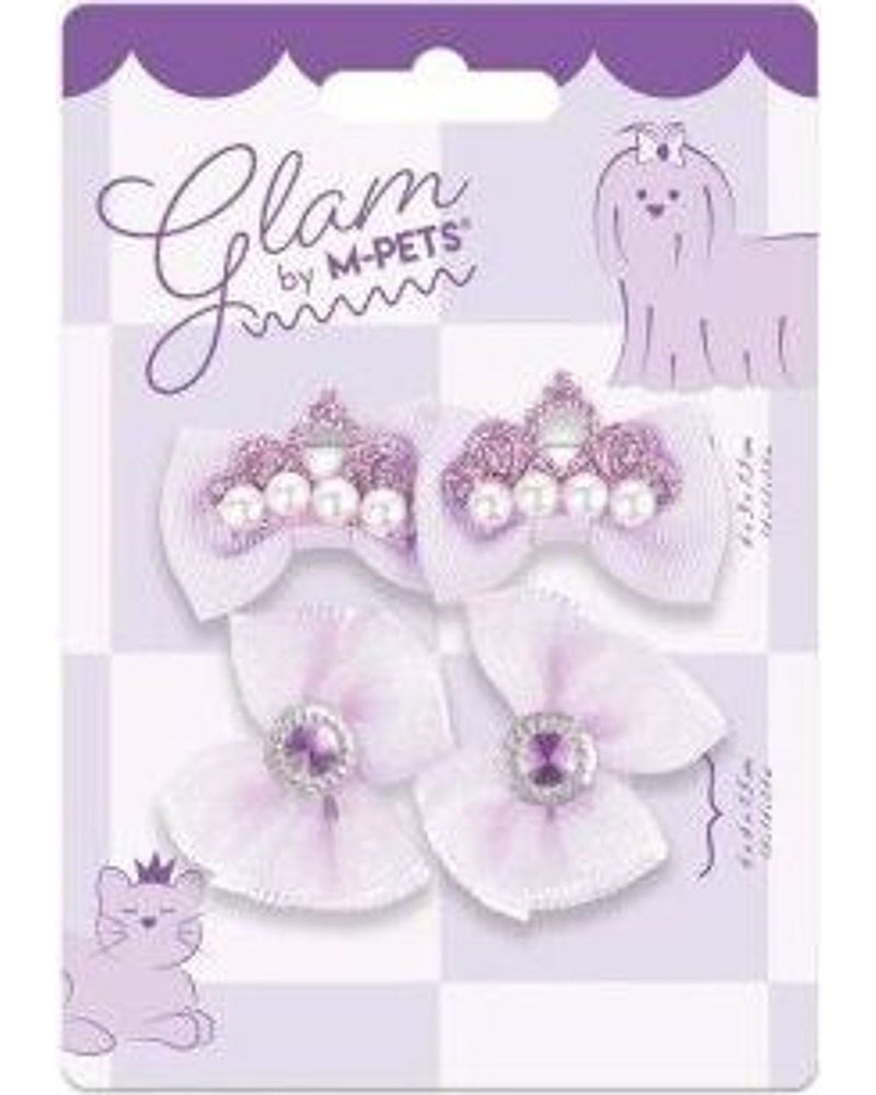 M-Pets Glam İncili Fiyonklu Kedi ve Köpek Süs Tokası (Mor)
