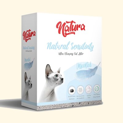 Natura Hassas Kediler İçin Kokusuz Topaklanan Bentonit Kedi Kumu 10 L
