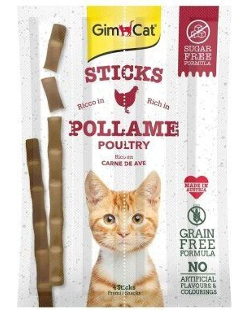 GimCat Kümes Hayvanı Etli Tahılsız Kedi Ödül Çubukları (4'lü 20 gr)