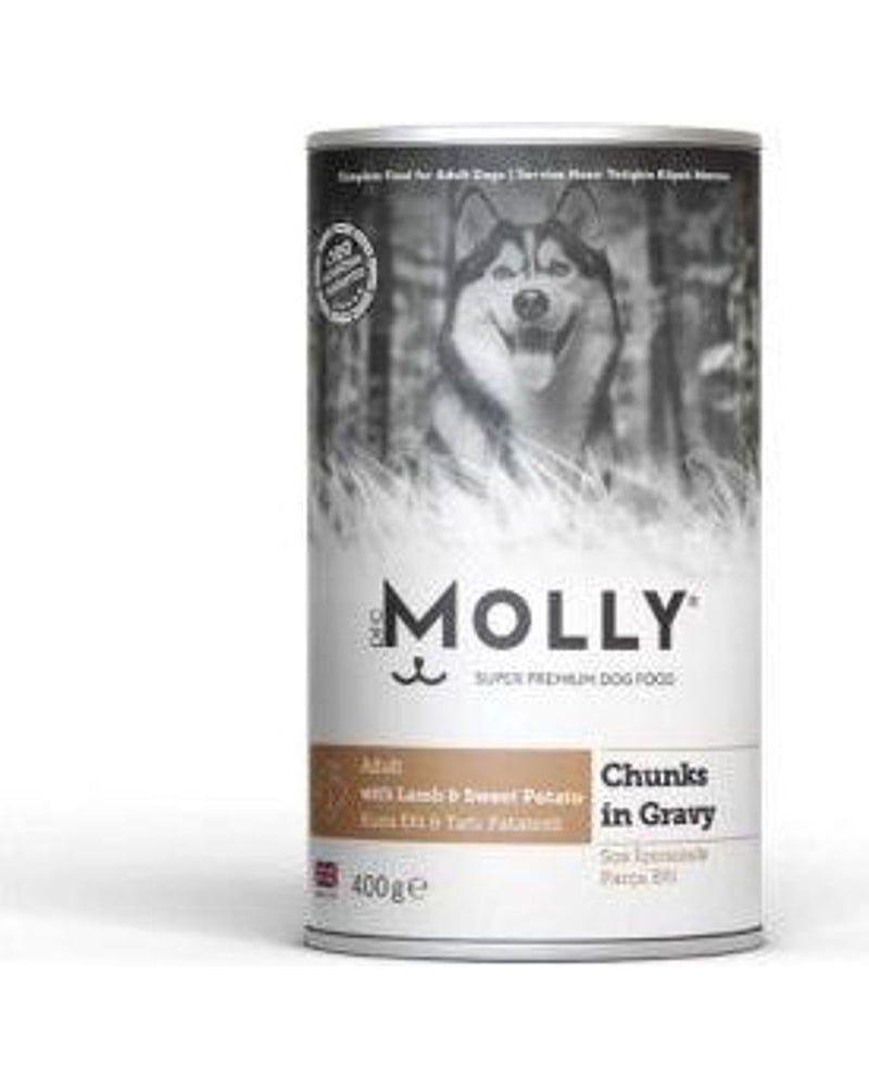 Molly Sos İçinde Parça Kuzu ve Tatlı Patatesli Köpek Konservesi 400 g