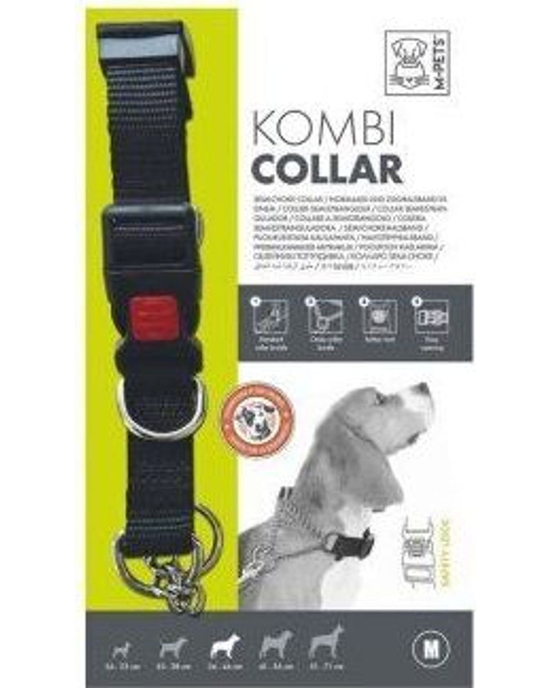 M-Pets Kombi 2in1 Yarı Boğma Köpek Eğitim Tasması Siyah M