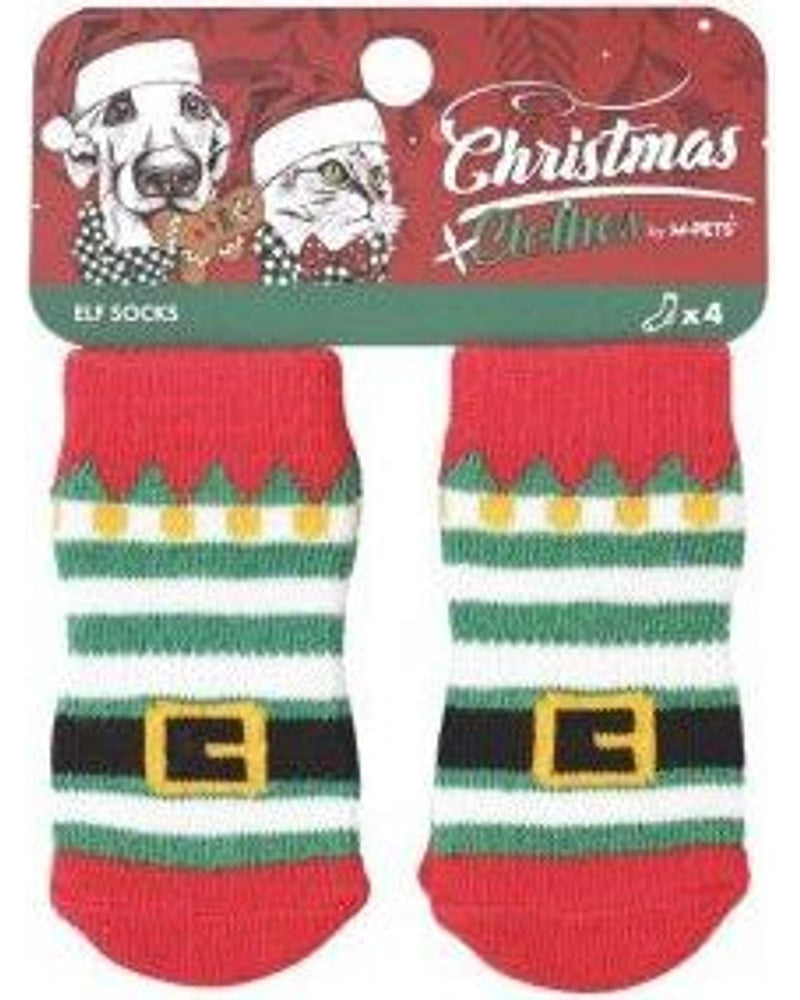 M-Pets Elf Kaymaz Tabanlı Köpek Çorabı 4'lü