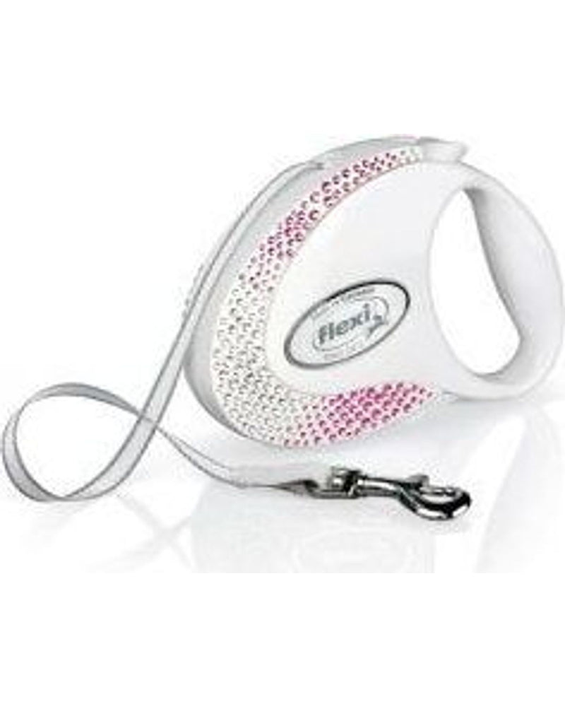 Flexi Glam 5 m Otomatik Şerit Tasma Beyaz (max 25 kg)