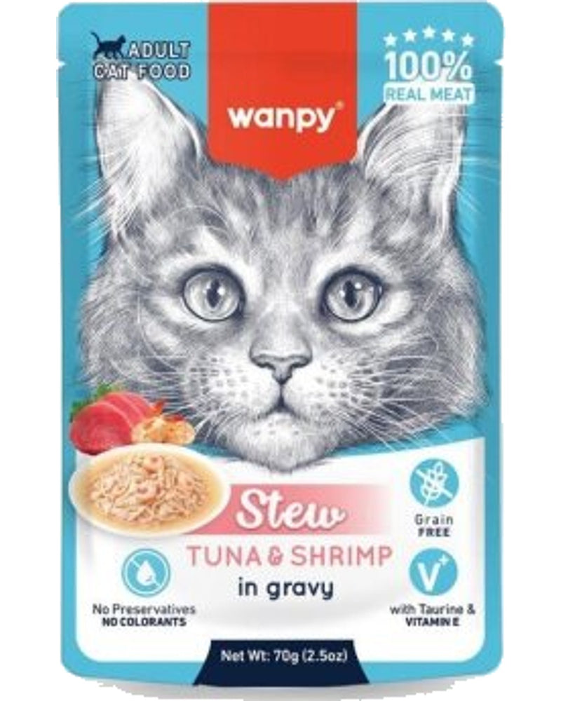 Wanpy Soslu Ton Balıklı ve Karidesli 70 gr Yetişkin Kedi Maması