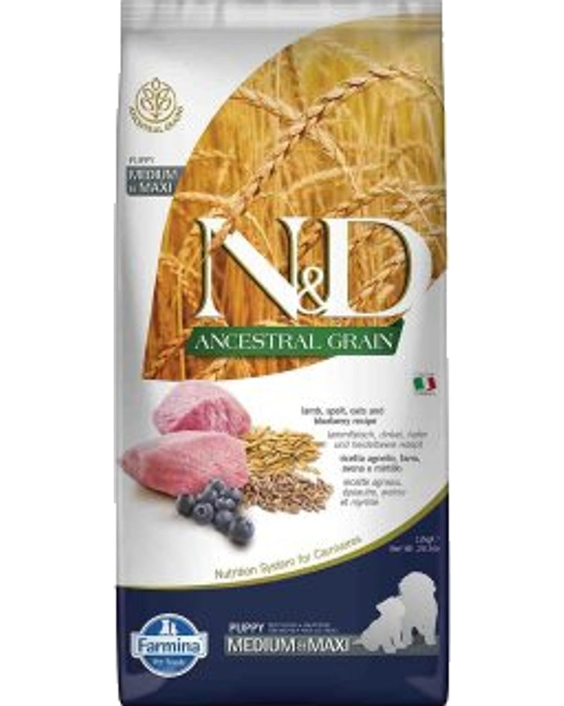 N&D Düşük Tahıllı Kuzu-Yaban Mersinli Orta Irk Yavru Maması 12 kg