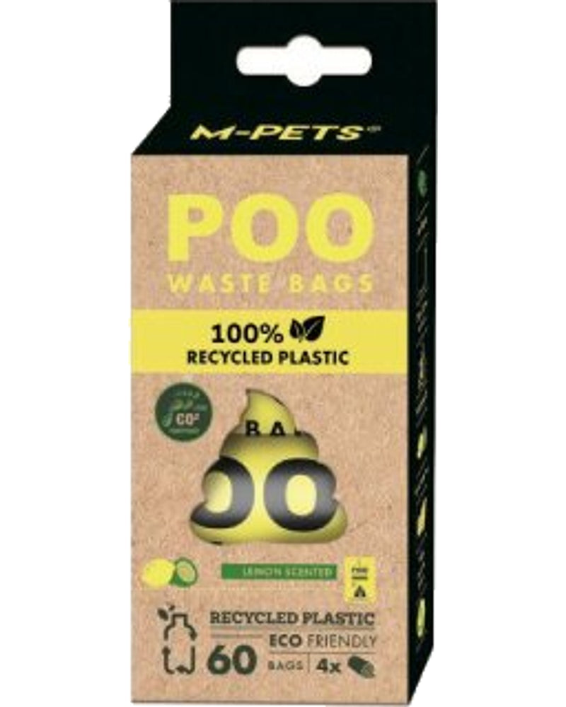 M-Pets Geri Dönüştürülmüş Limon Kokulu Kaka Poşeti 60 Yaprak
