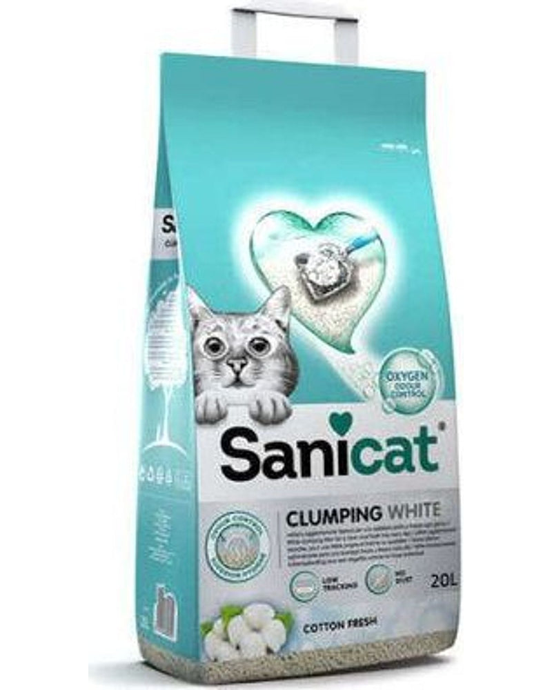 Sanicat Cotton Fresh Topaklanan Tozsuz Beyaz Kedi Kumu 20 L