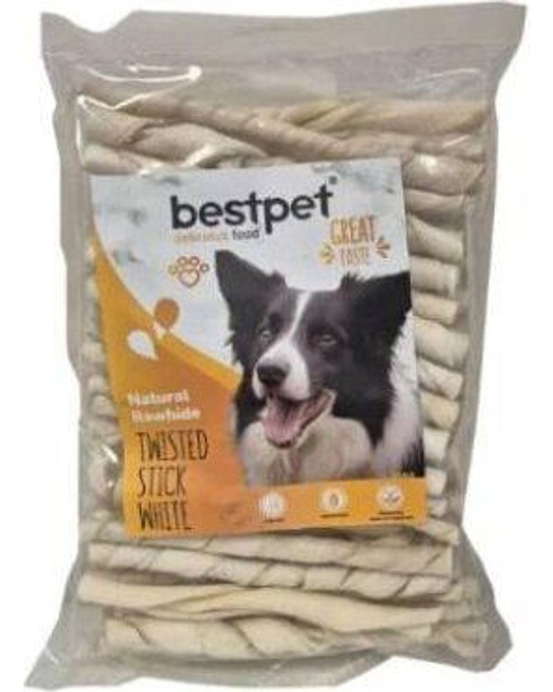 BestPet %100 Doğal Beyaz Deri Burgu Köpek Çiğneme Kemiği (350 gr)