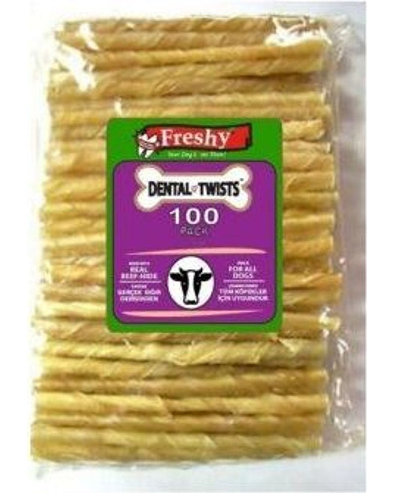 Freshy Dental Doğal Burgu Köpek Çiğneme Çubuğu 100'lü 13 cm