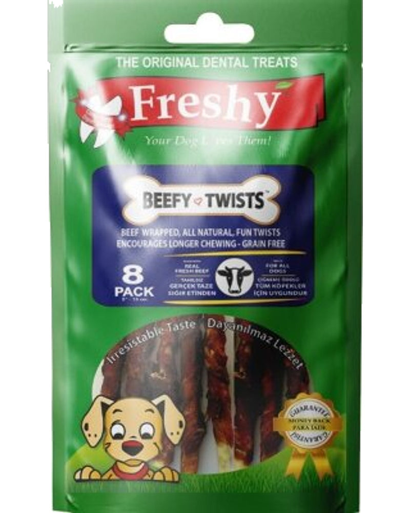 Freshy Dental Sığır Etli Burgu Köpek Ödülü 13 cm 8'li 75 gr