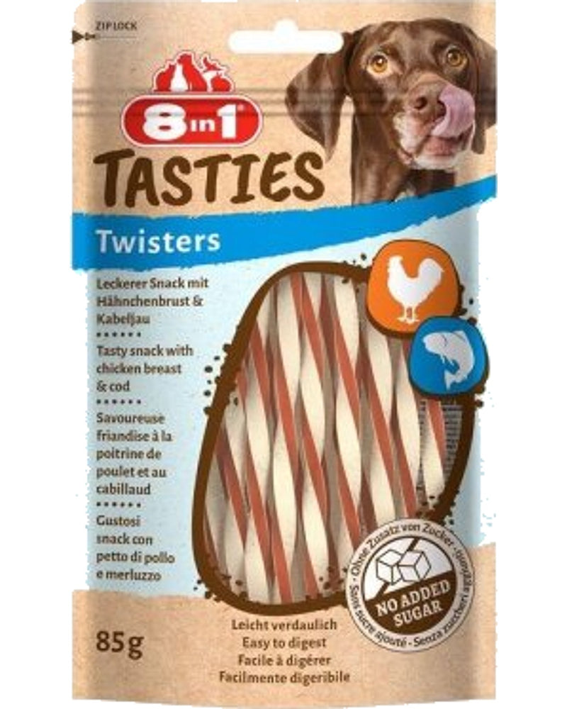 8in1 Tasties Twister Tavuk ve Balıklı Köpek Ödülü 85 gr