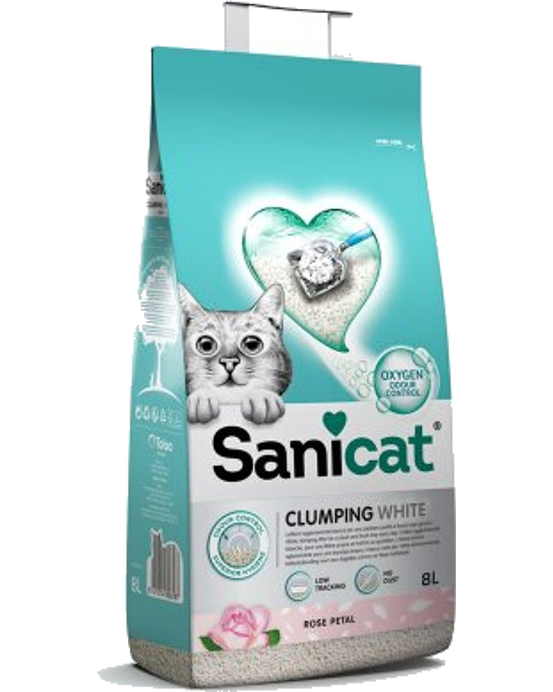SaniCat Gül Kokulu Topaklanan Beyaz Bentonit Kedi Kumu 8 L