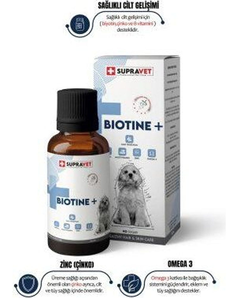 Supravet Biotin Çinko Omega-3 Köpek Tüy Sağlığı Damlası 100 ml