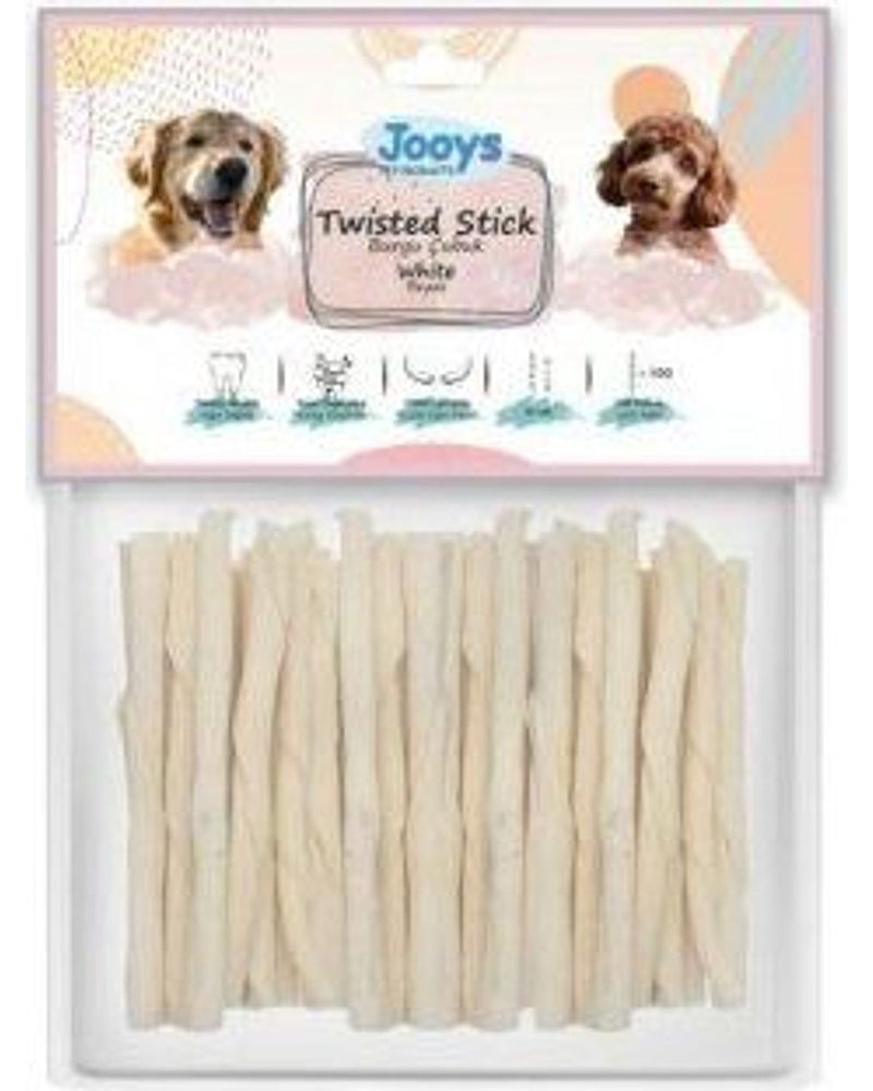 Jooys Beyaz Burgu Köpek Çiğneme Çubuğu 100'lü